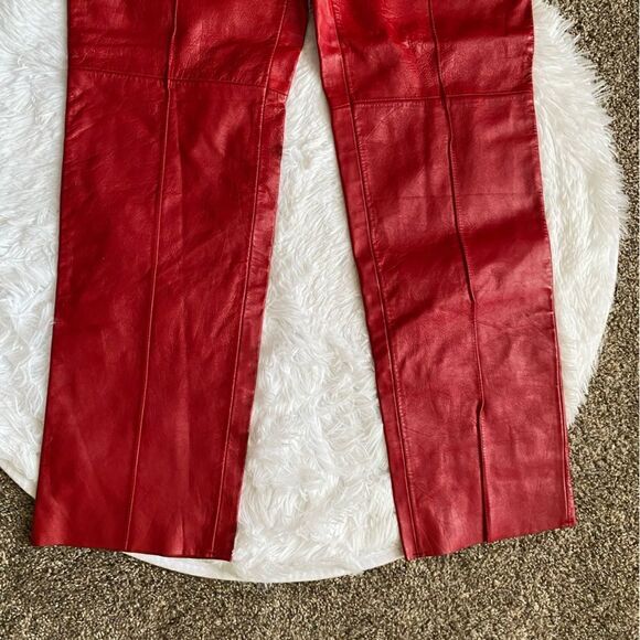Vintage Excelled Red Leather Pants Silky Lined High Rise Womens Sz 10 - Picture 10 of 13
